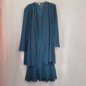 Metaphor Dress 2 pc Rhinestones Blue 20W Vintage Asymmetrical hem dressy gown